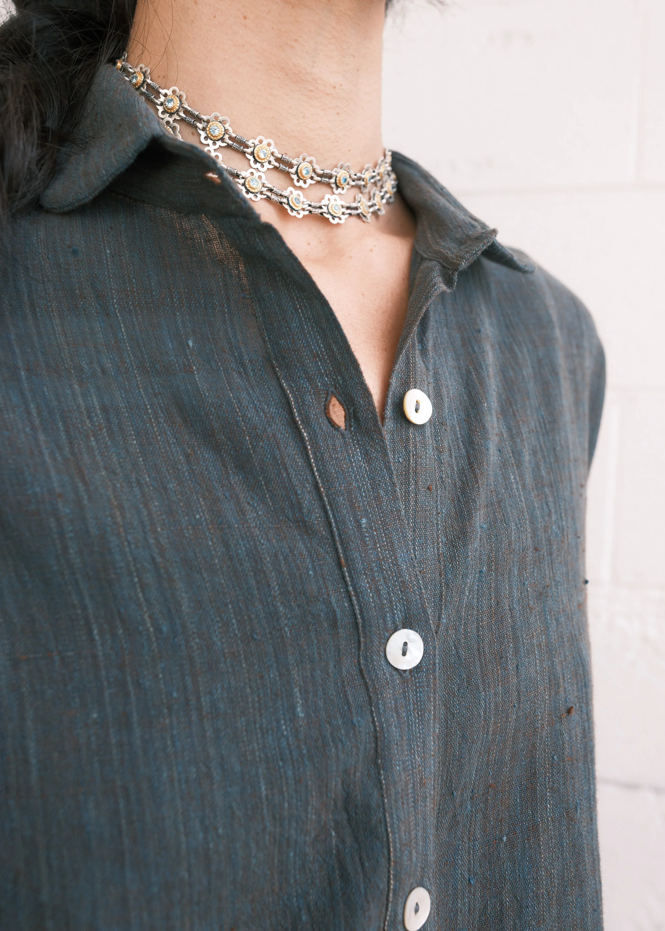Manali Shirt - Handspun & Handwoven Organic Cotton - Kohl - Image 6