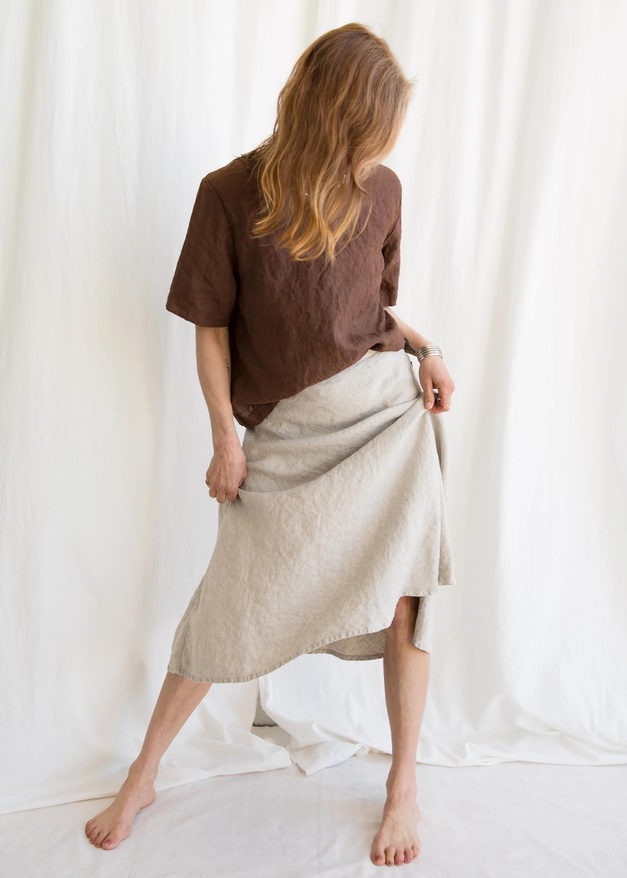 Marrakech Bias Skirt - Linen - Natural - Image 4