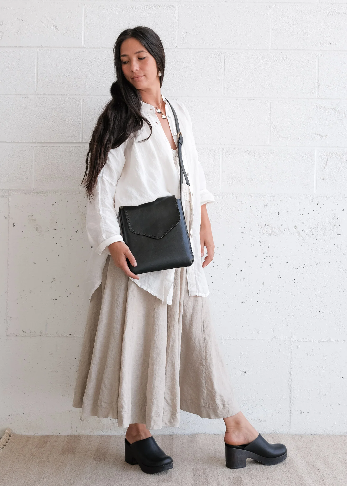 Leather Messenger Bag - Black - Image 3