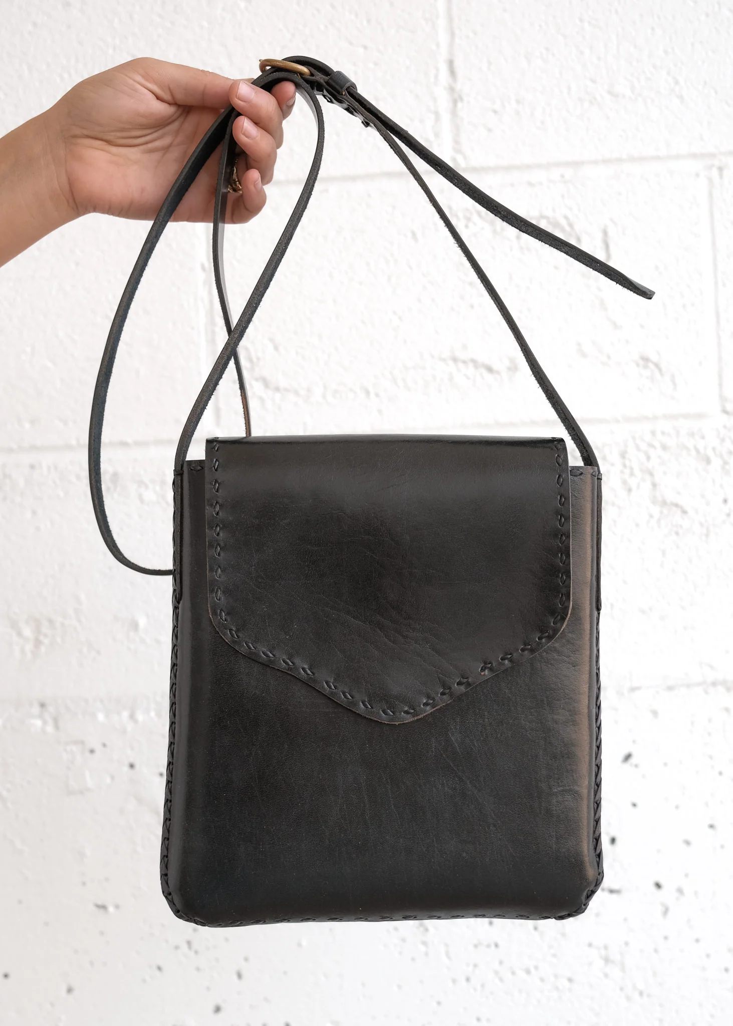 Leather Messenger Bag - Black - Image 6