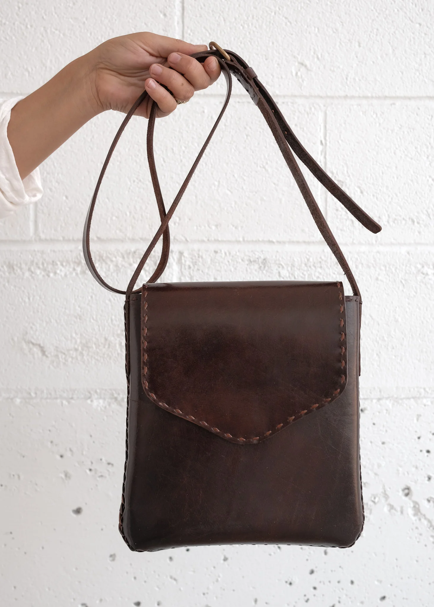 Leather Messenger Bag - Brown - Image 7