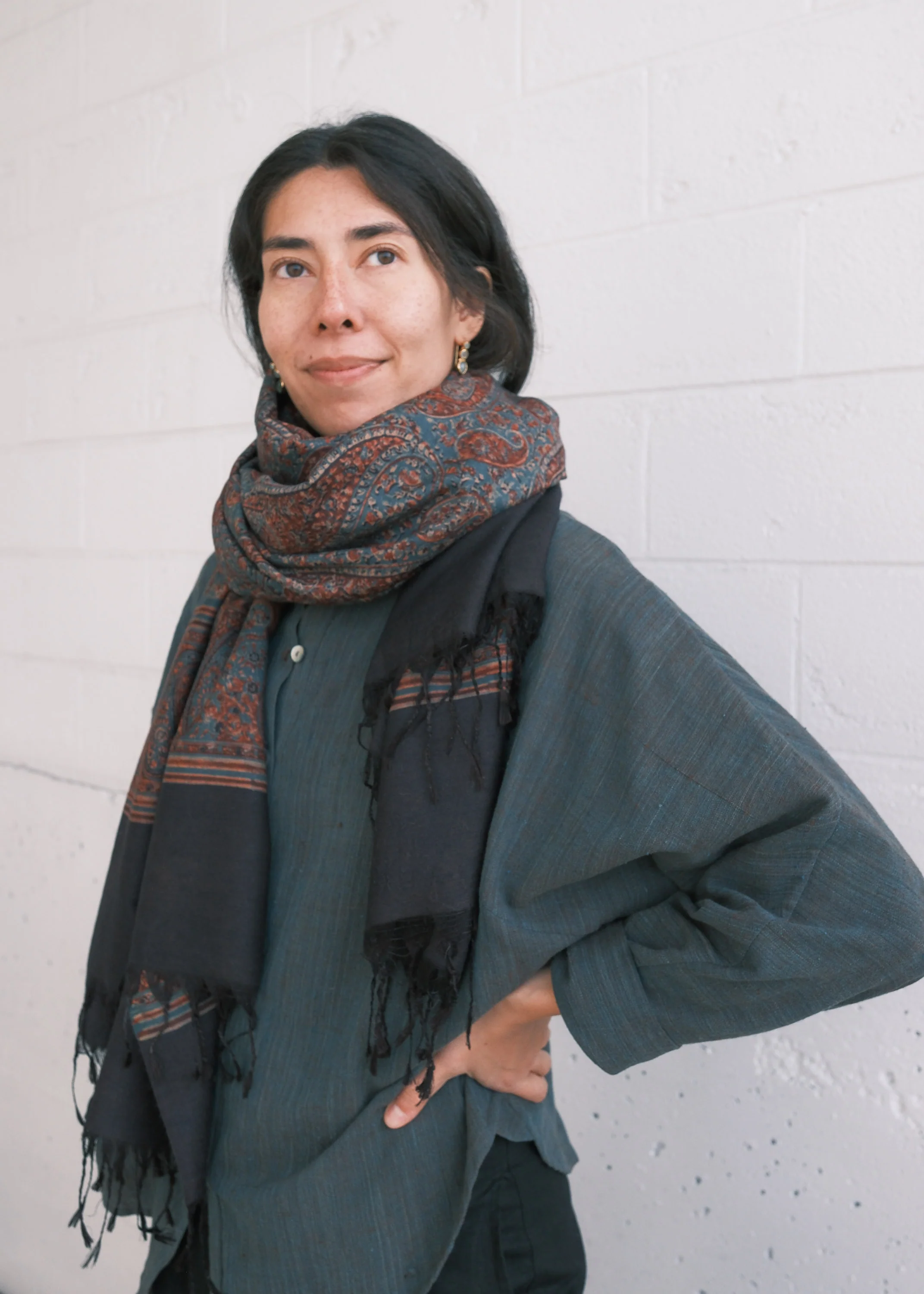 Mumbai Block Print Shawl - Handwoven Silk - Woven Grace - Image 3