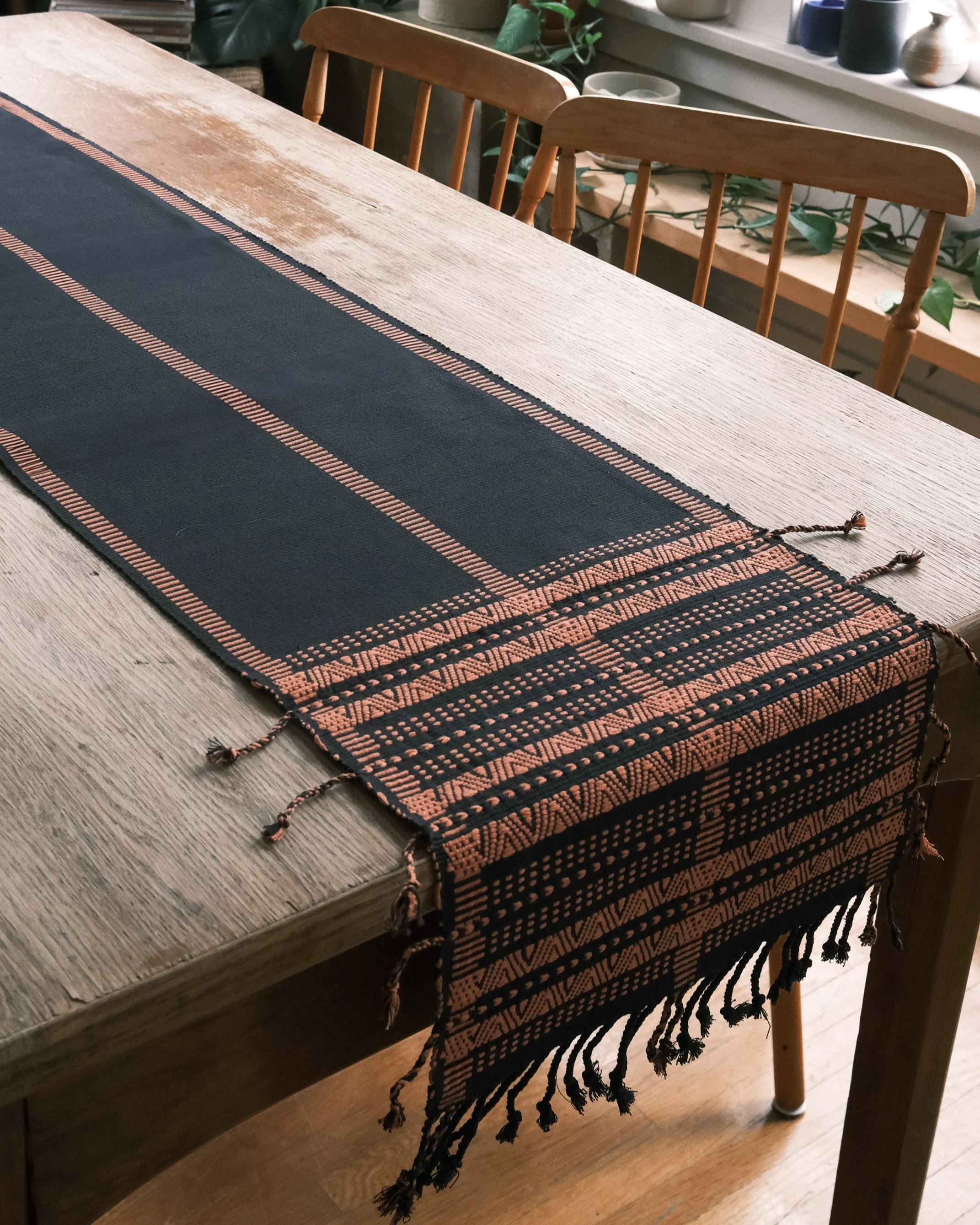Nagaland - Handwoven Cotton Runner - Salmon - Image 4