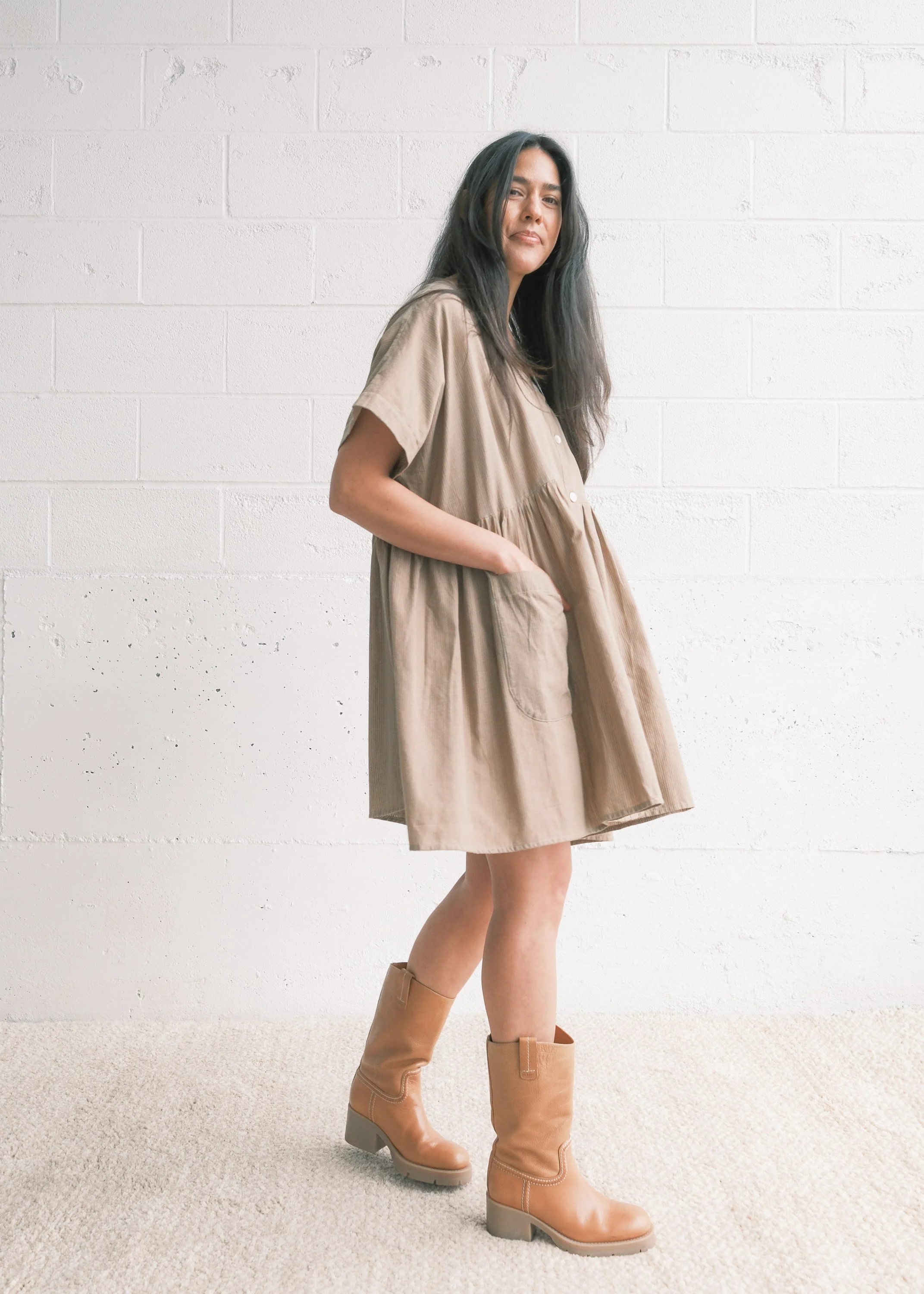 Nimmu Dress - Handwoven Cotton - Chai - Image 4