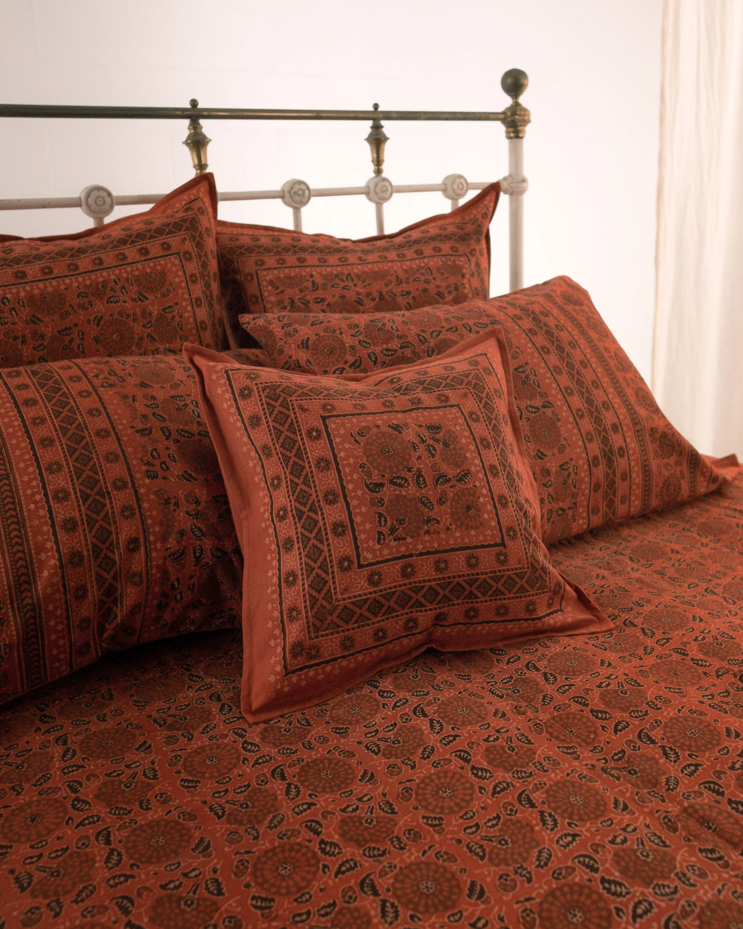 Organic Cotton Cushion Cover - Ajrakh Madder Oasis - Image 5