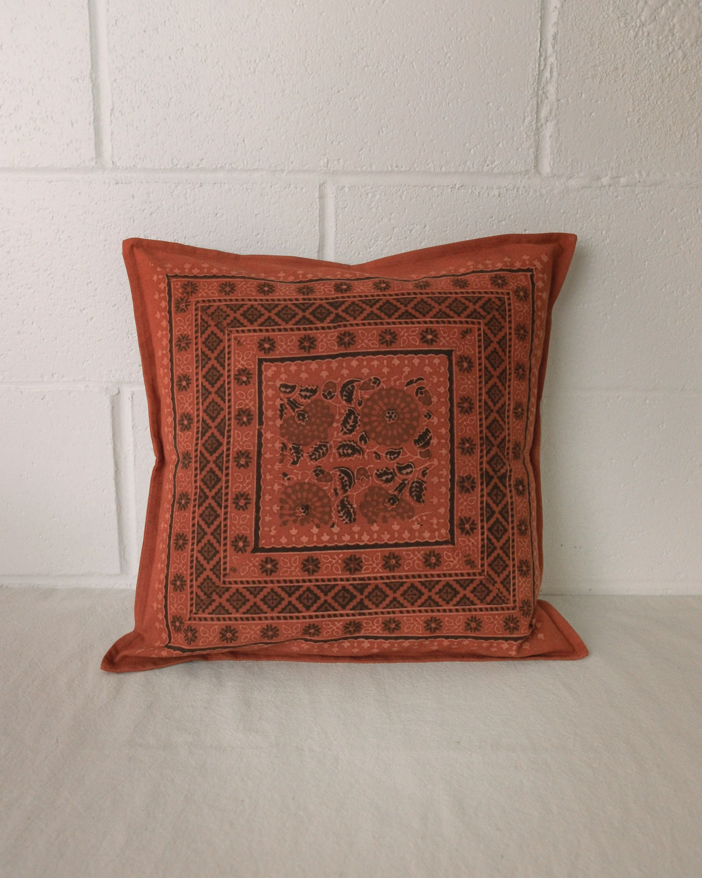 Organic Cotton Cushion Cover - Ajrakh Madder Oasis - Image 6