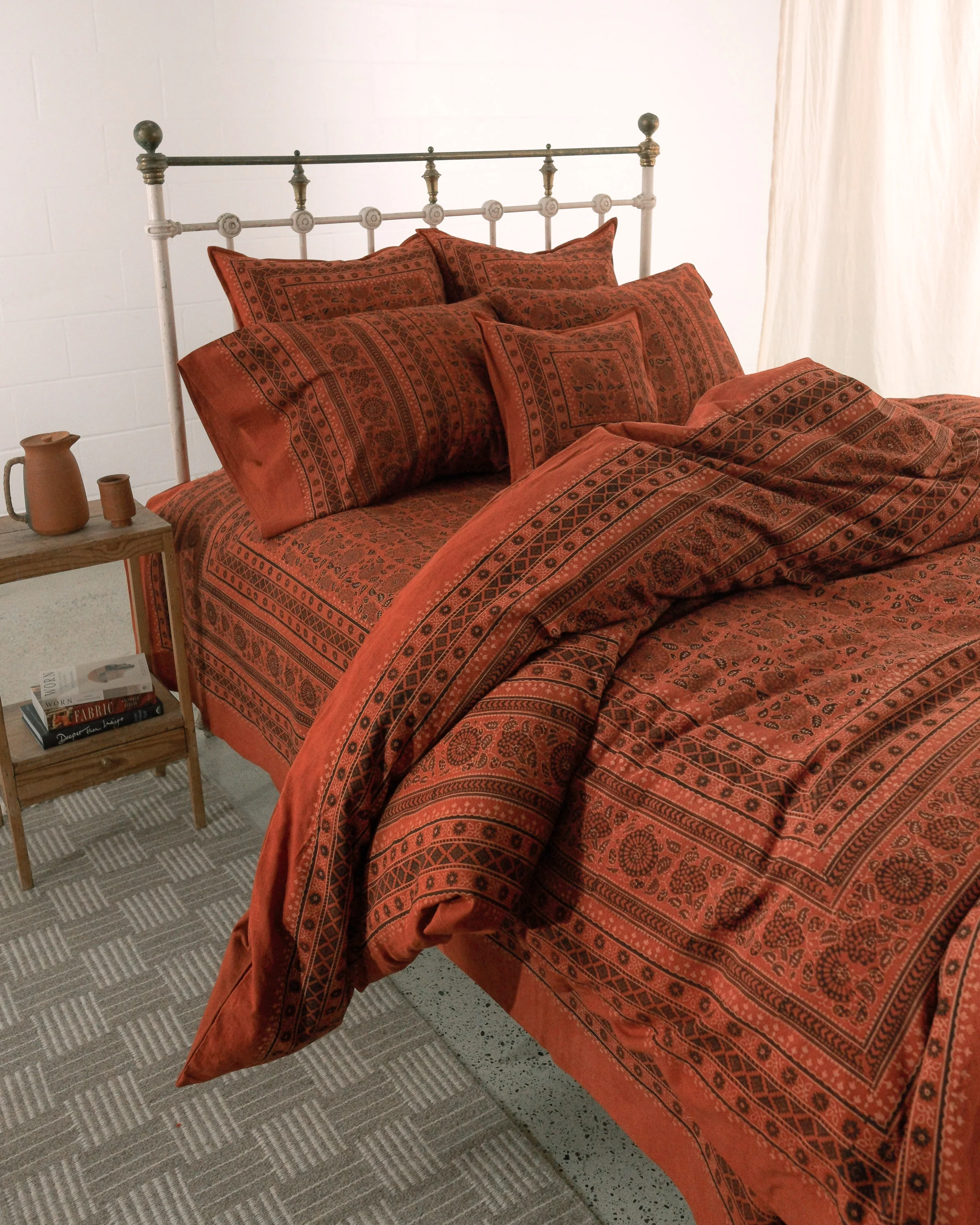 Organic Cotton Cushion Cover - Ajrakh Madder Oasis - Image 8