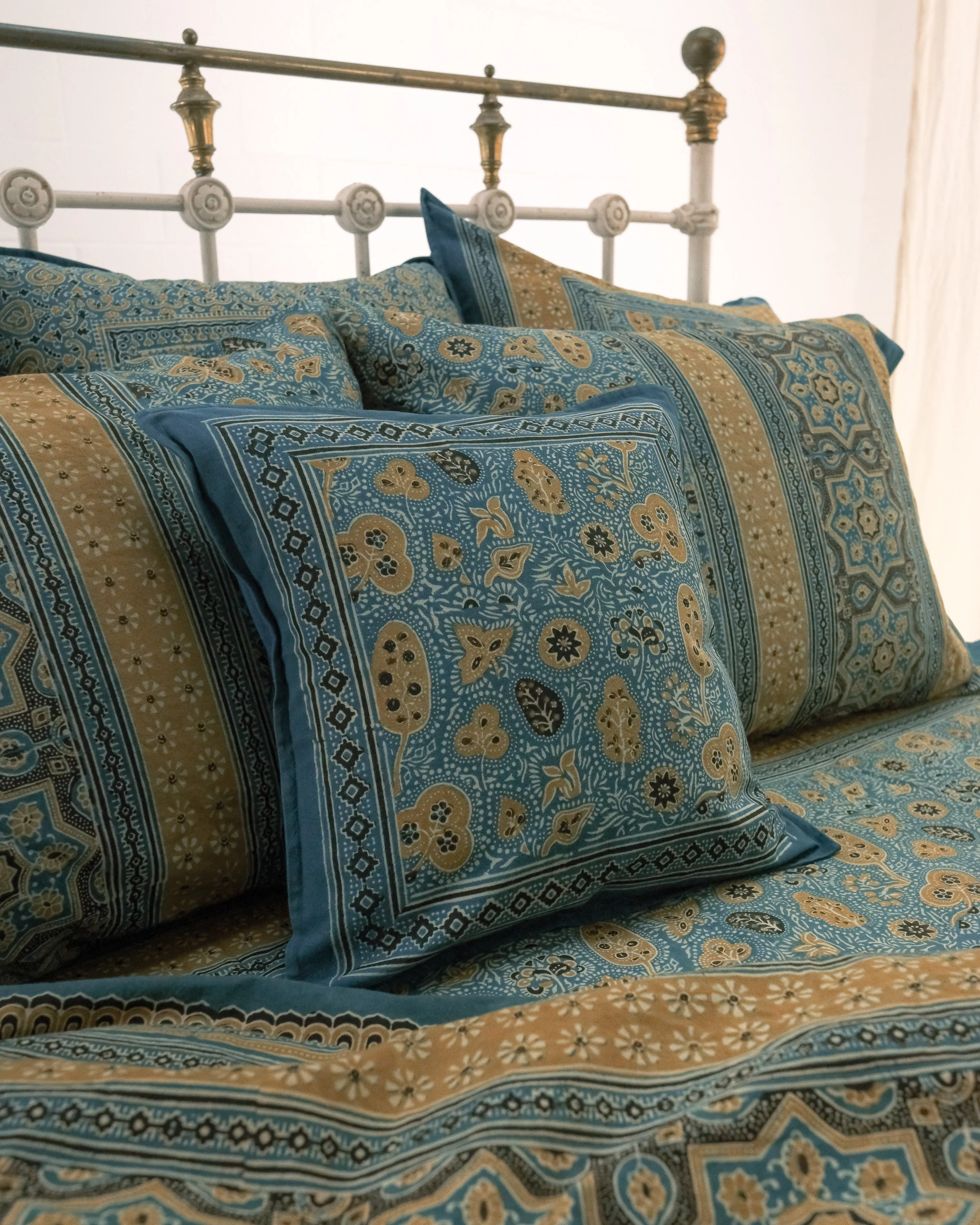 Organic Cotton Duvet Cover - Ajrakh Golden Garden - Image 7