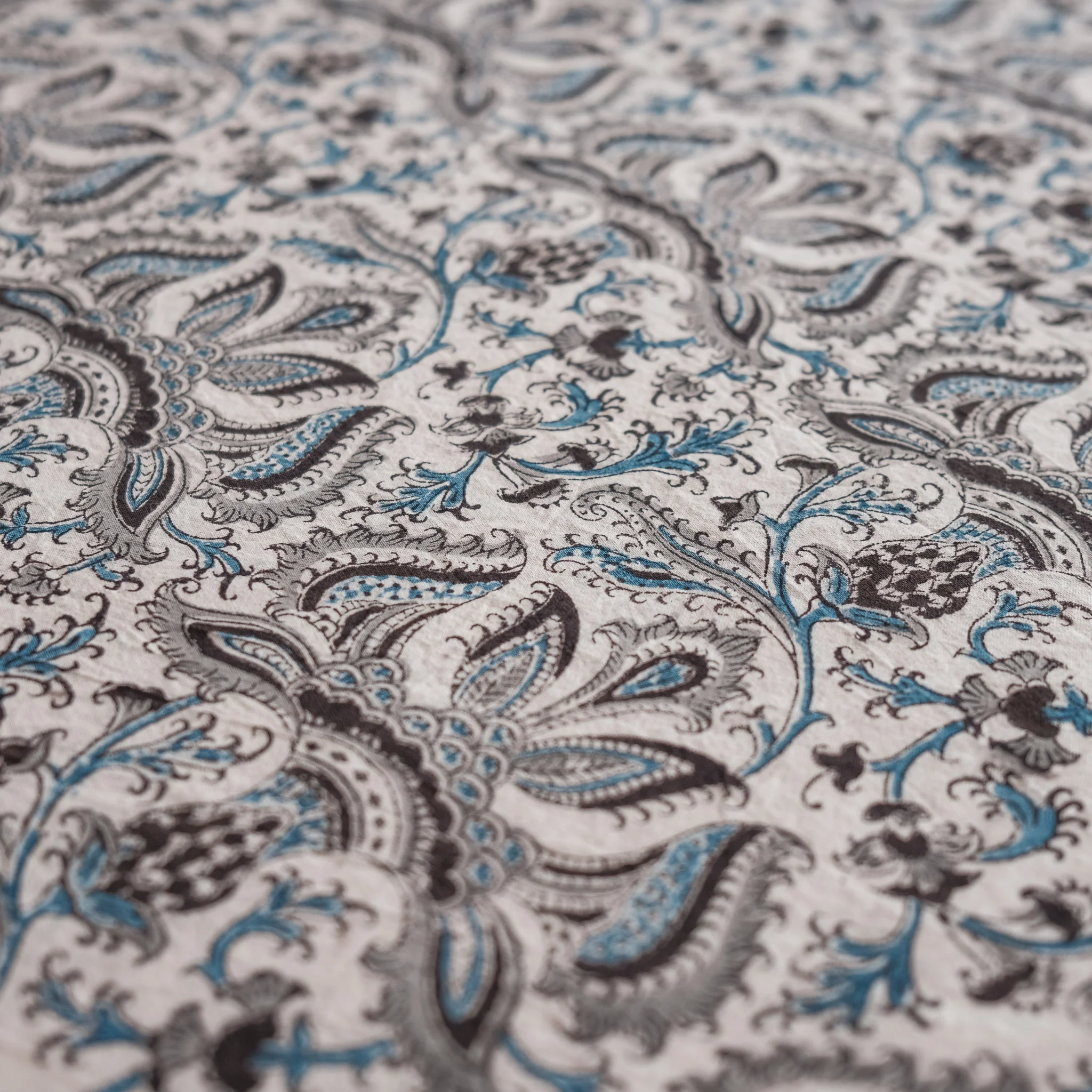 Organic Cotton Rectangle Tablecloth - Kalamkari Indigo Bounty - Image 4