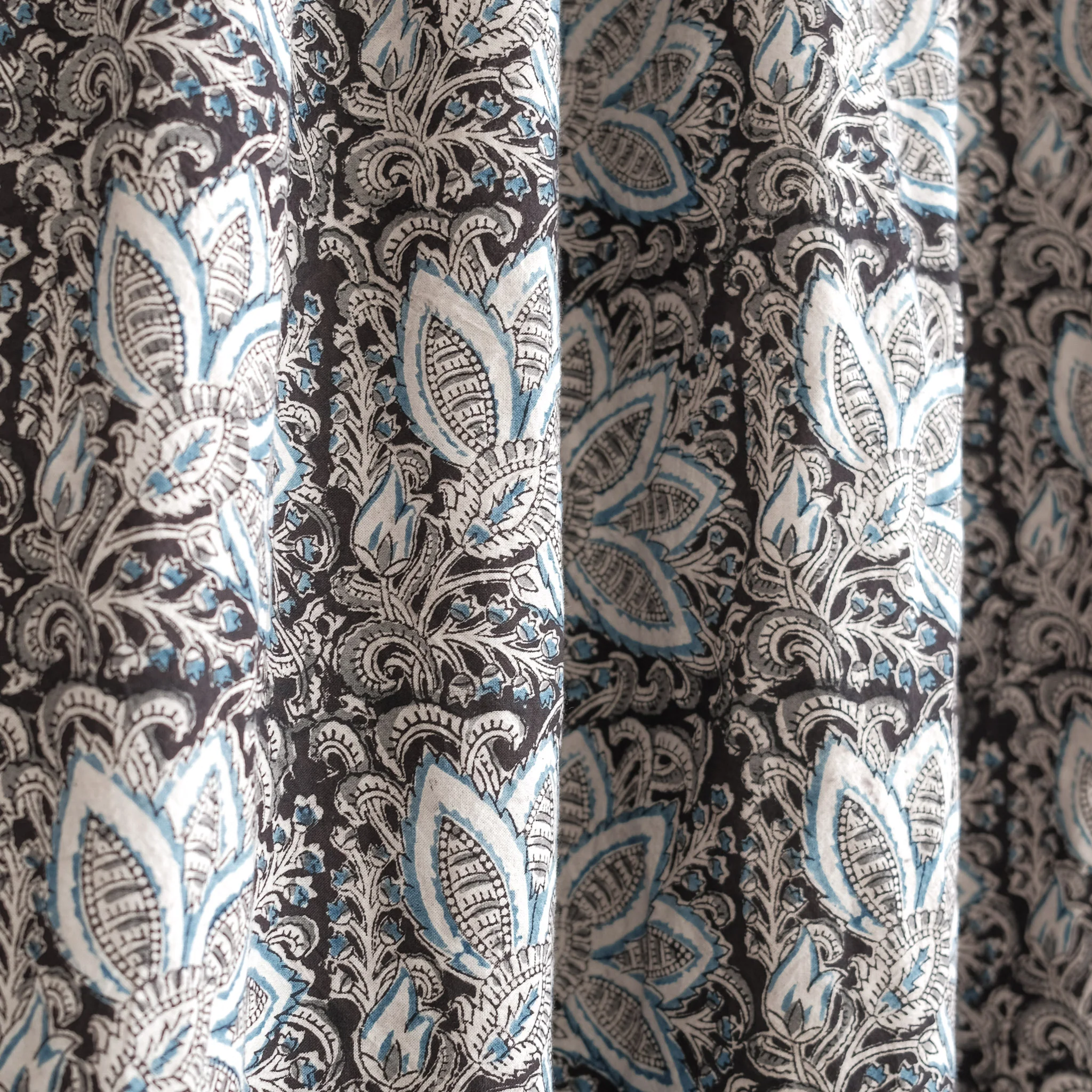 Organic Cotton Rectangle Tablecloth - Kalamkari Night Bloom - Image 2