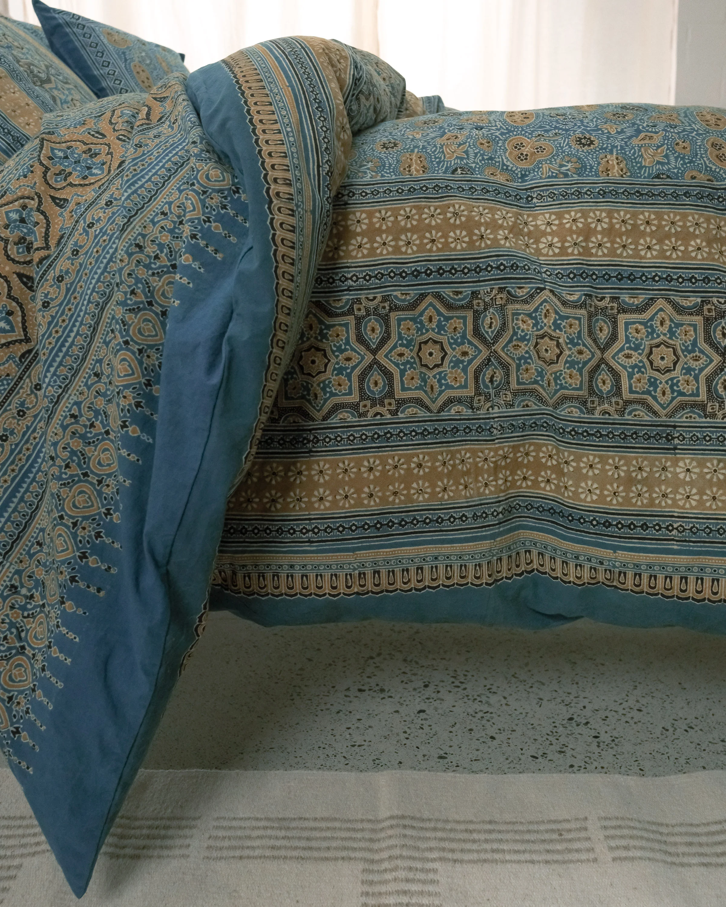 Organic Cotton Sheet - Ajrakh Golden Garden - Image 3