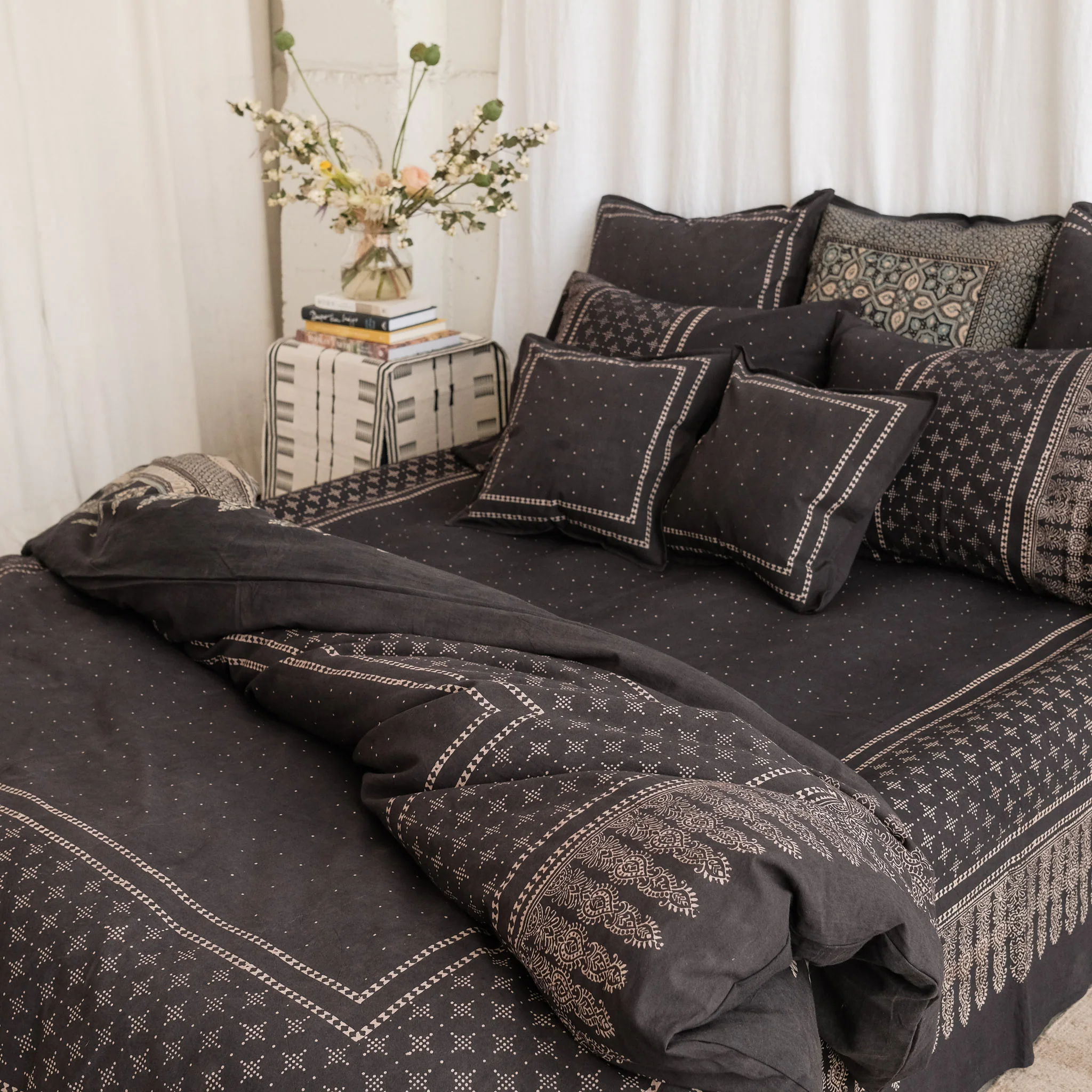 Organic Cotton Sheet - Ajrakh Starry Night - Image 4