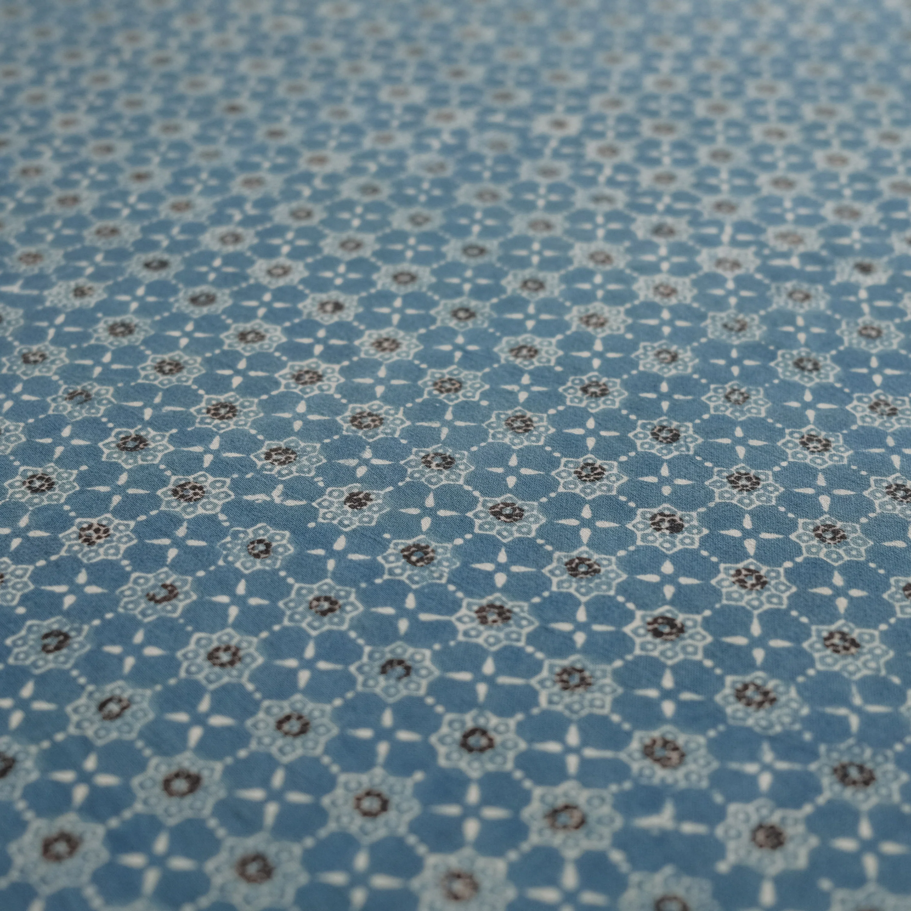 Organic Cotton Square Tablecloth - Ajrakh Indigo Florette - Image 5