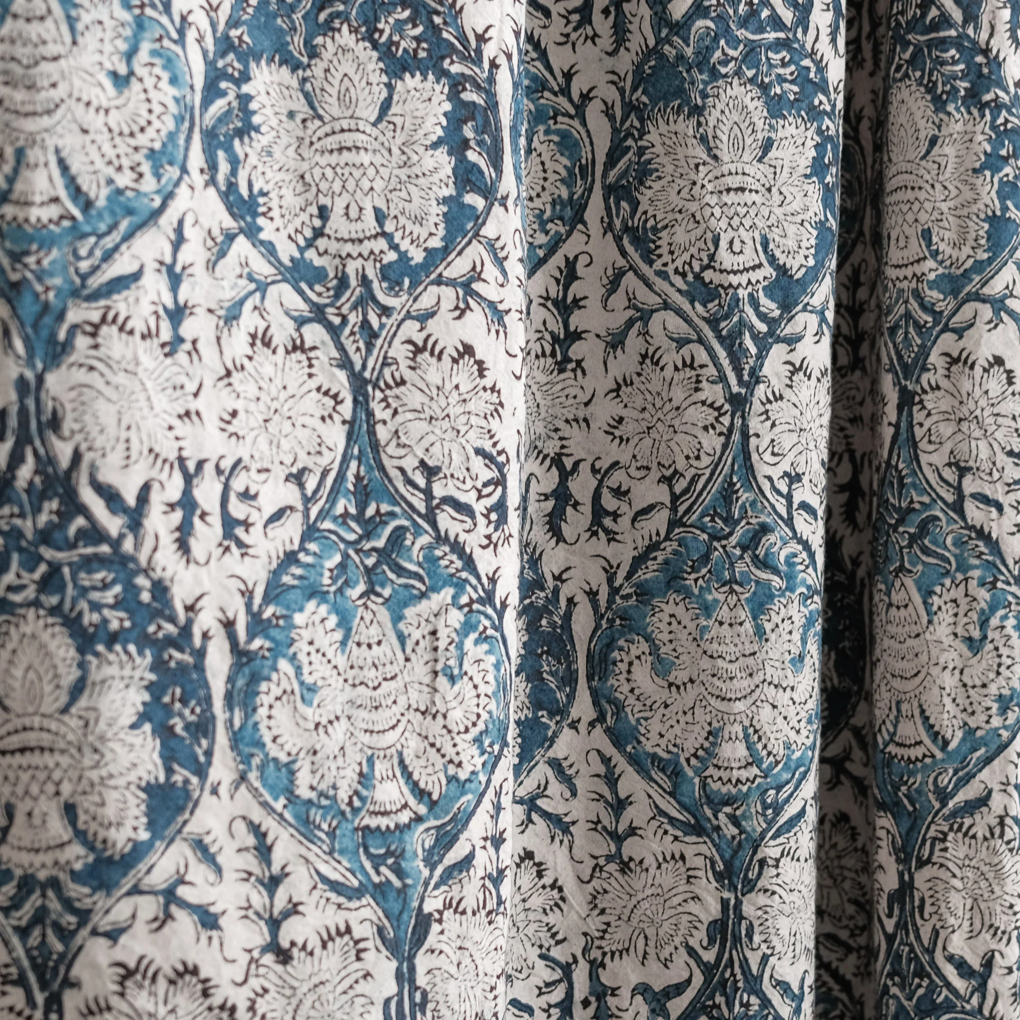 Organic Cotton Square Tablecloth - Kalamkari Indigo Palm - Image 4
