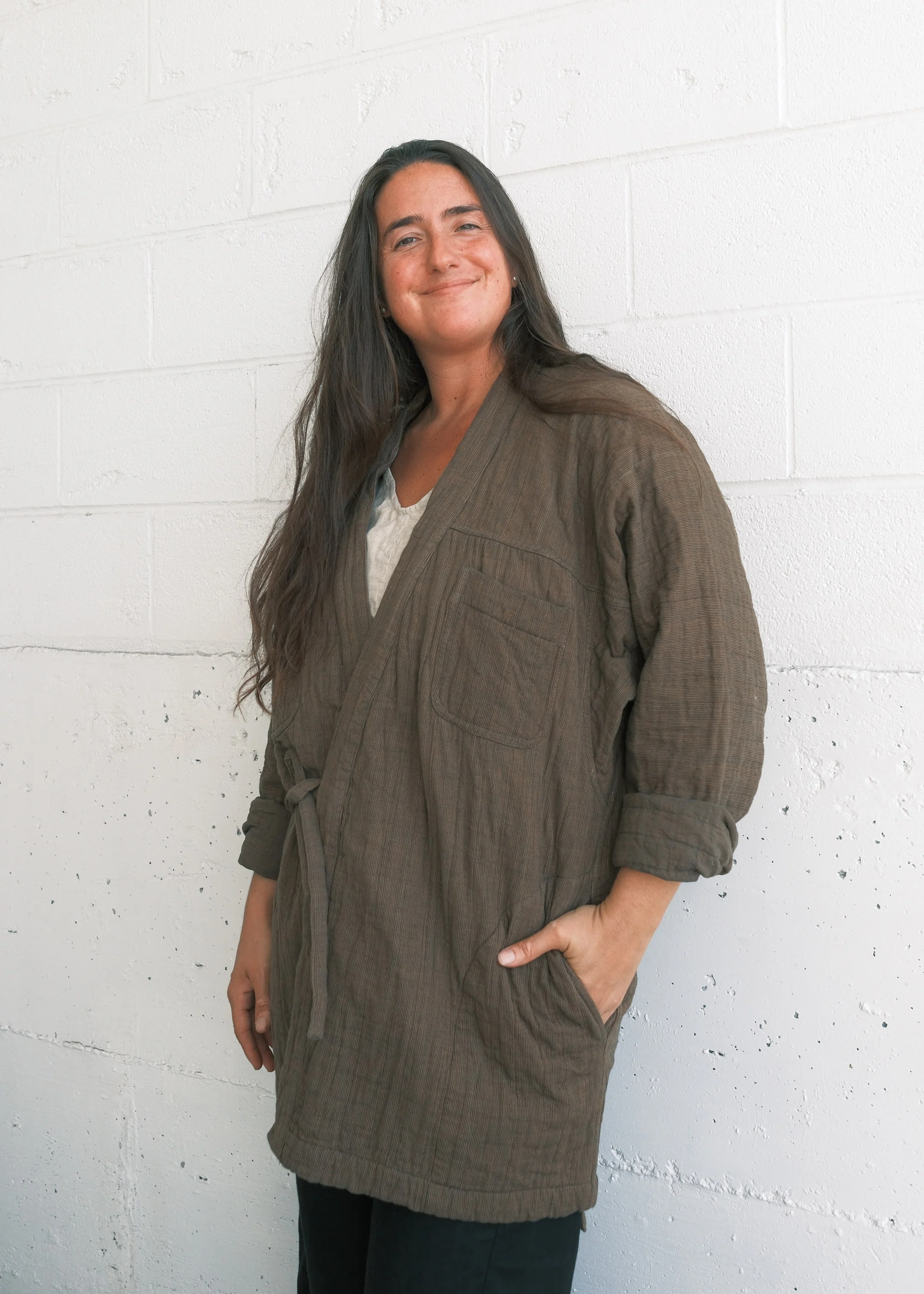 Quilted Akash Coat - Handwoven Cotton - Woods - Image 10