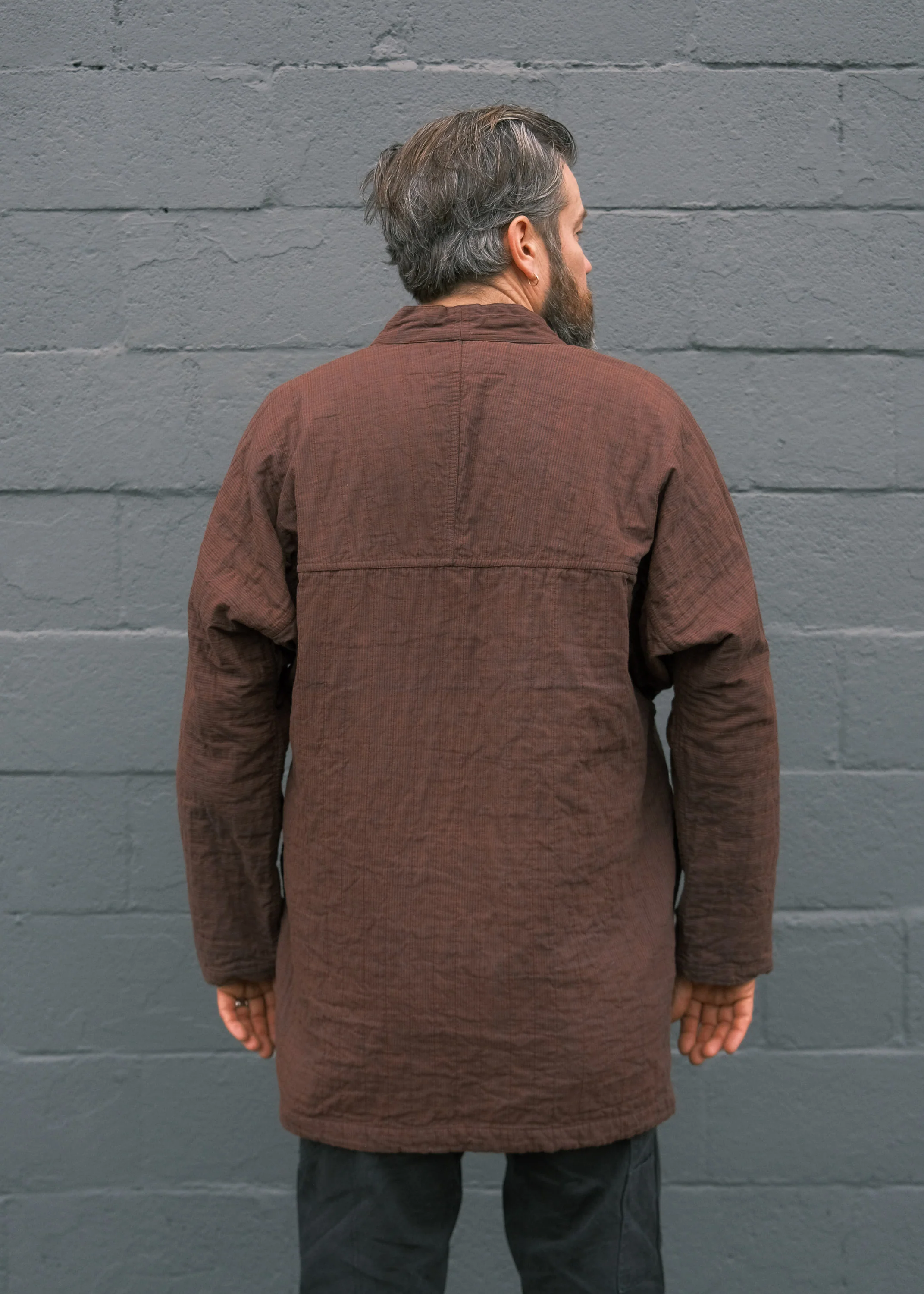 Quilted Akash Coat - Handwoven Cotton - Rosewood - Image 7