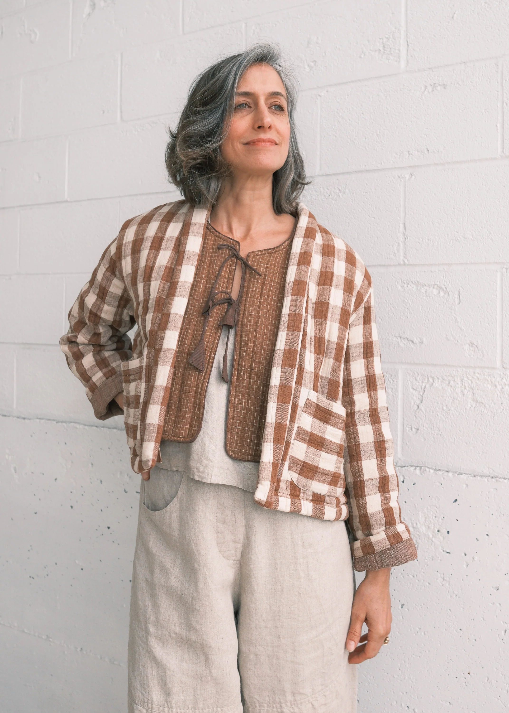 Quilted Juniper Jacket - Handwoven Kala Cotton - Café au Lait - Image 15