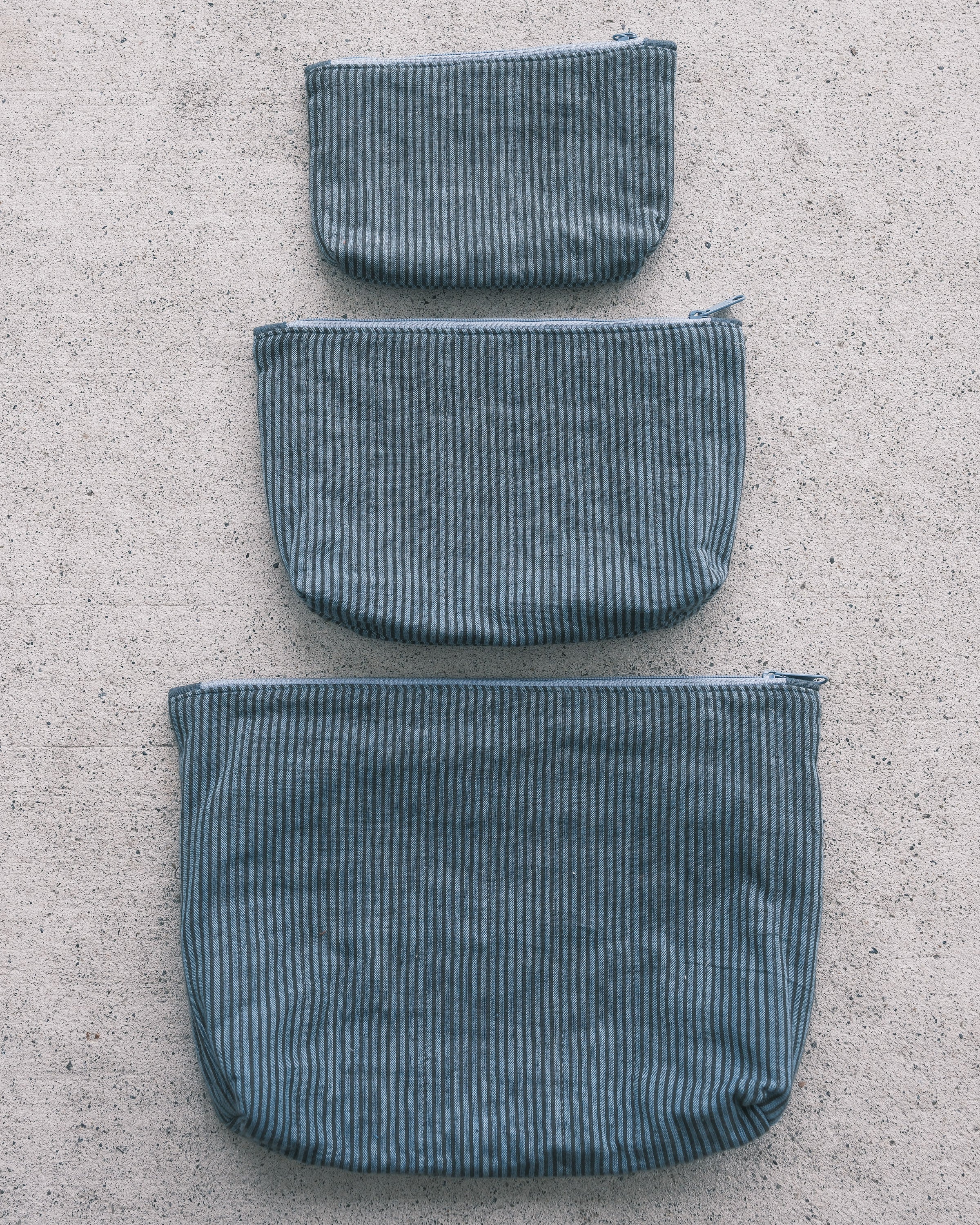 Quilted Organizer Pouches - Set of 3 - Handwoven Cotton - Ocean - Image 2