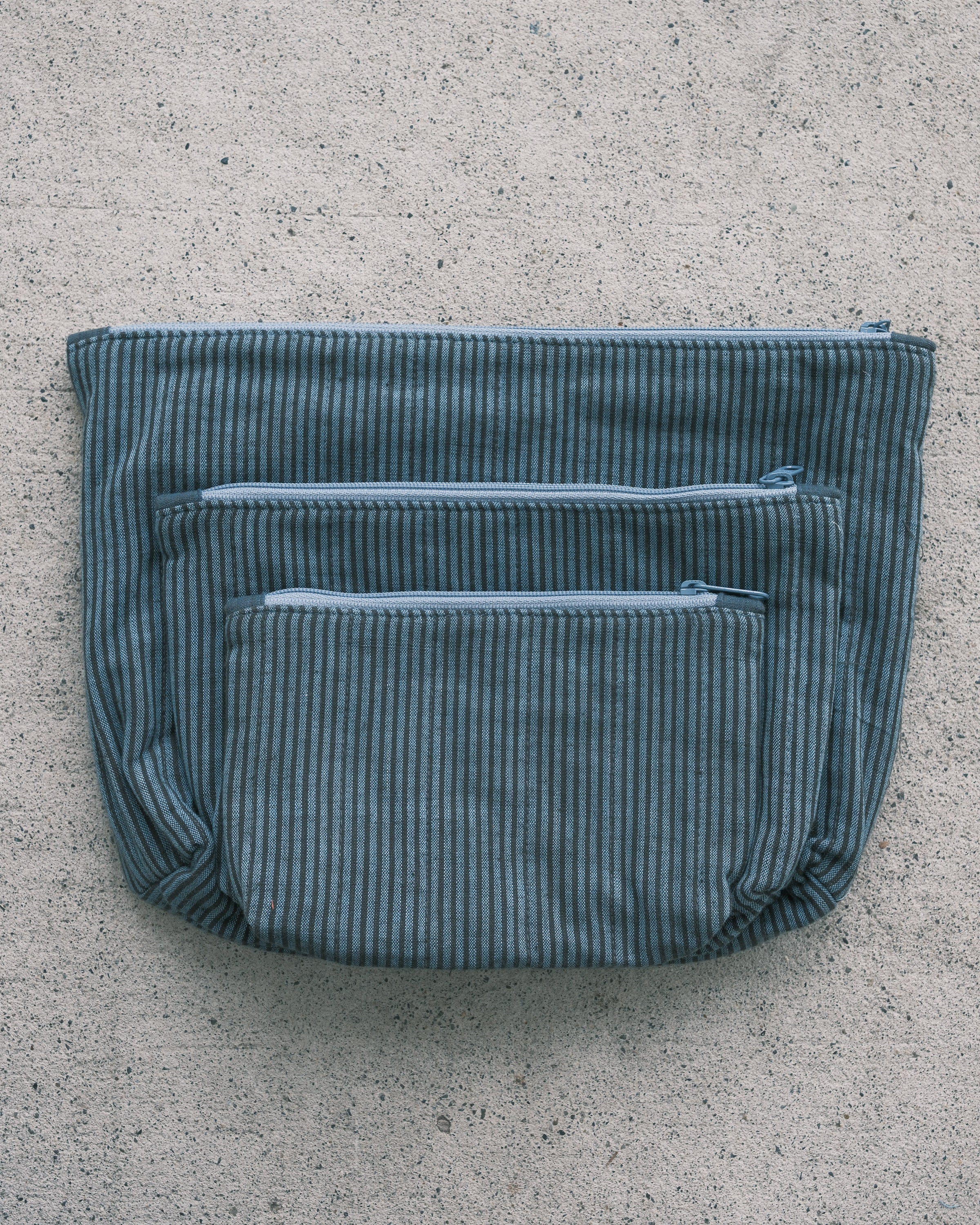 Quilted Organizer Pouches - Set of 3 - Handwoven Cotton - Ocean - Image 3