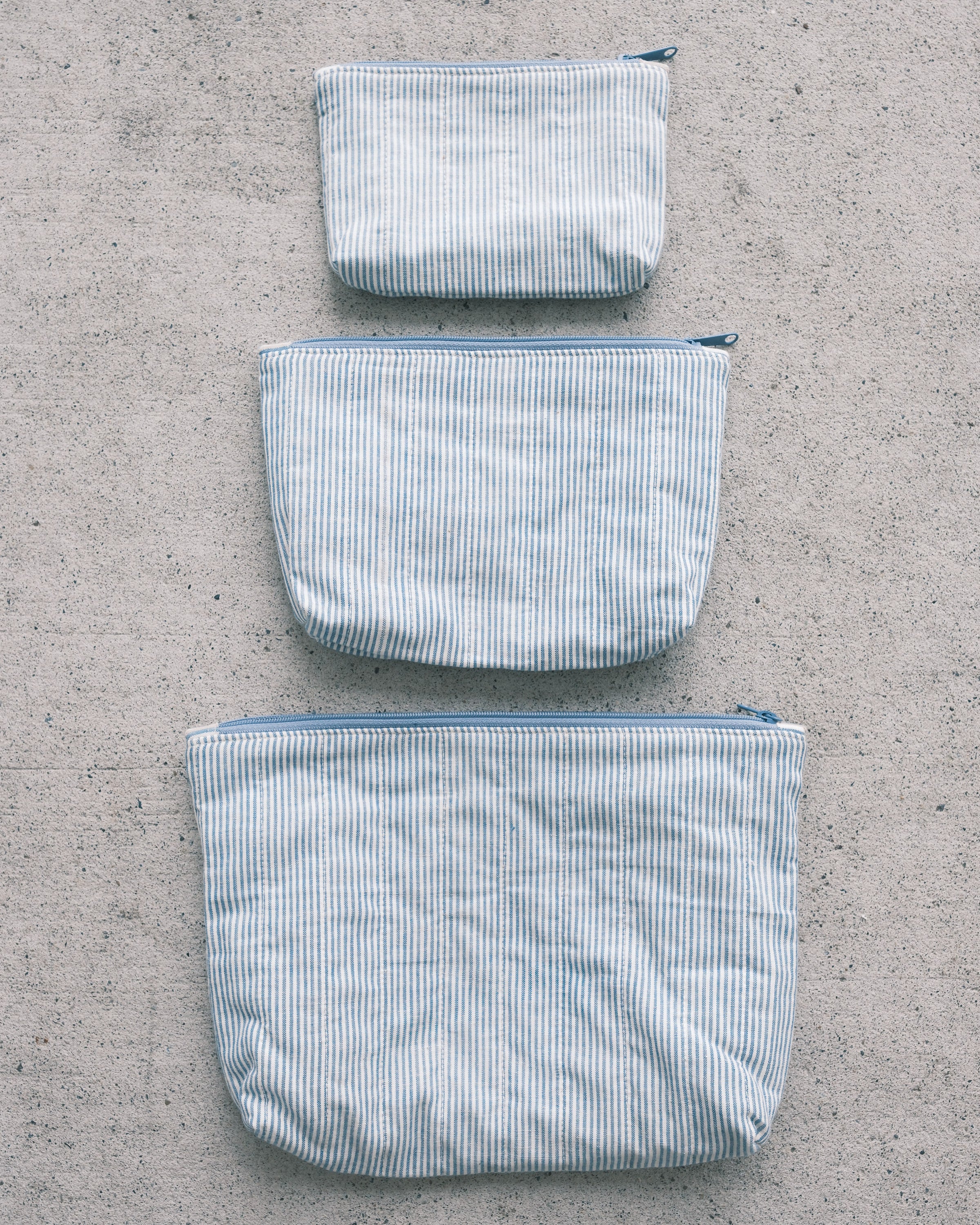 Quilted Organizer Pouches - Set of 3 - Handwoven Cotton - Bateau