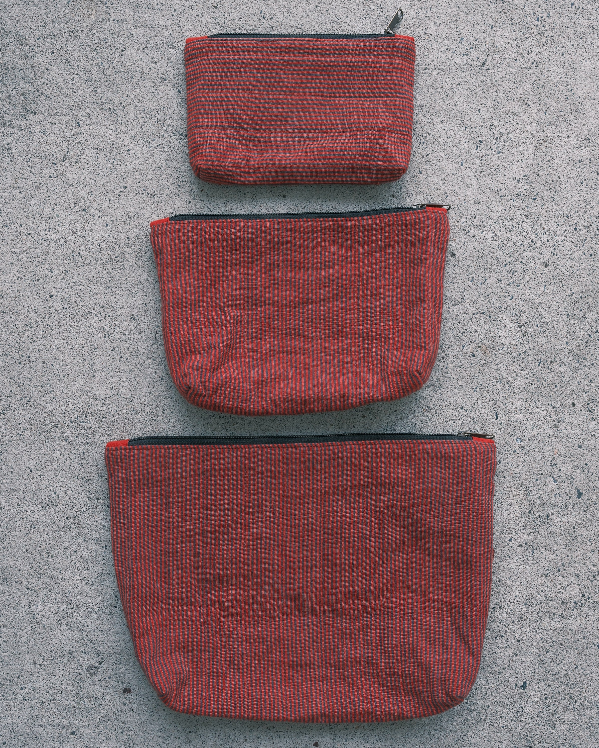 Quilted Organizer Pouches - Set of 3 - Handwoven Cotton - Ruby - Image 2