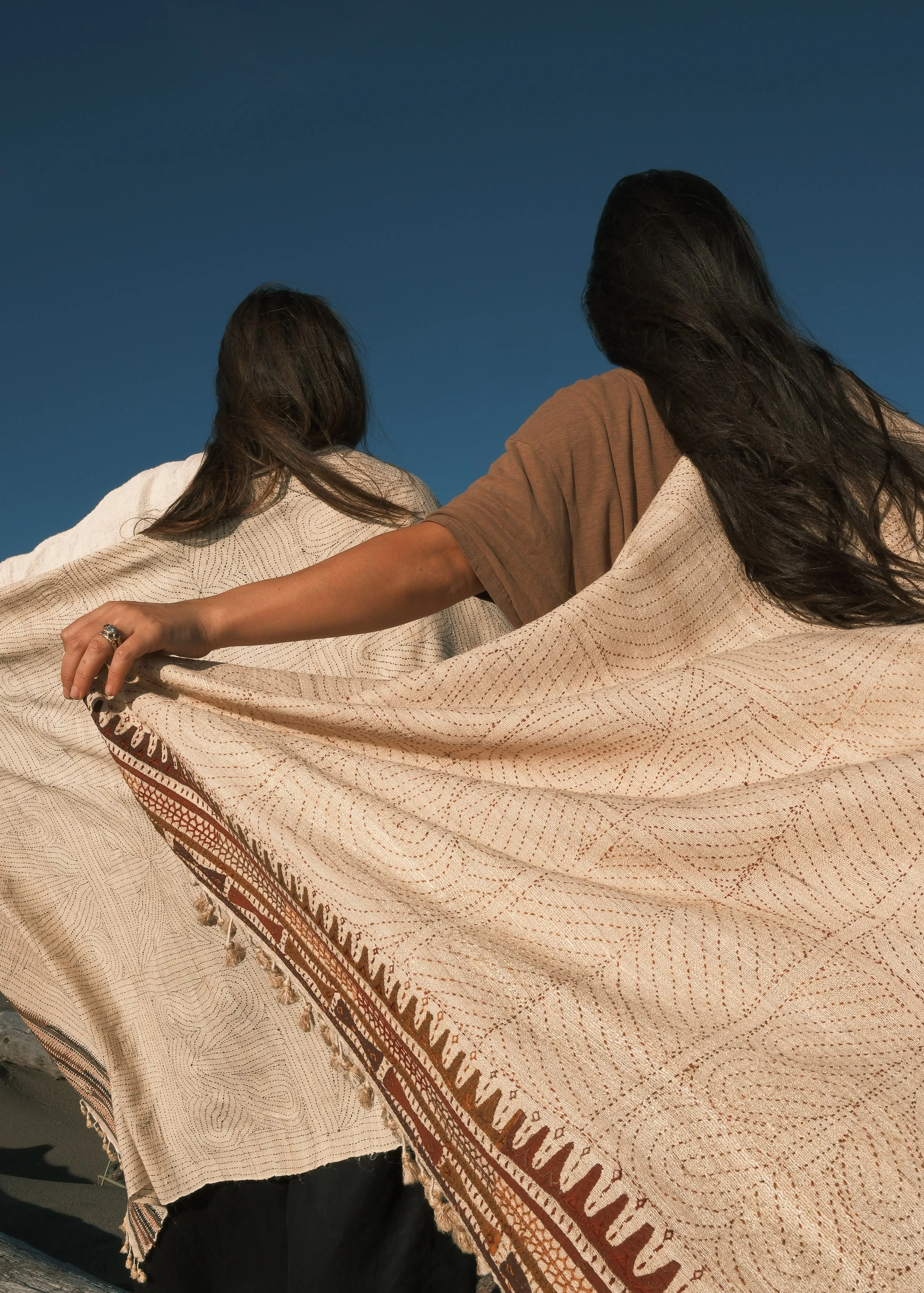 Rabari Shawl - Wild Silk & Cotton - Desert Landing