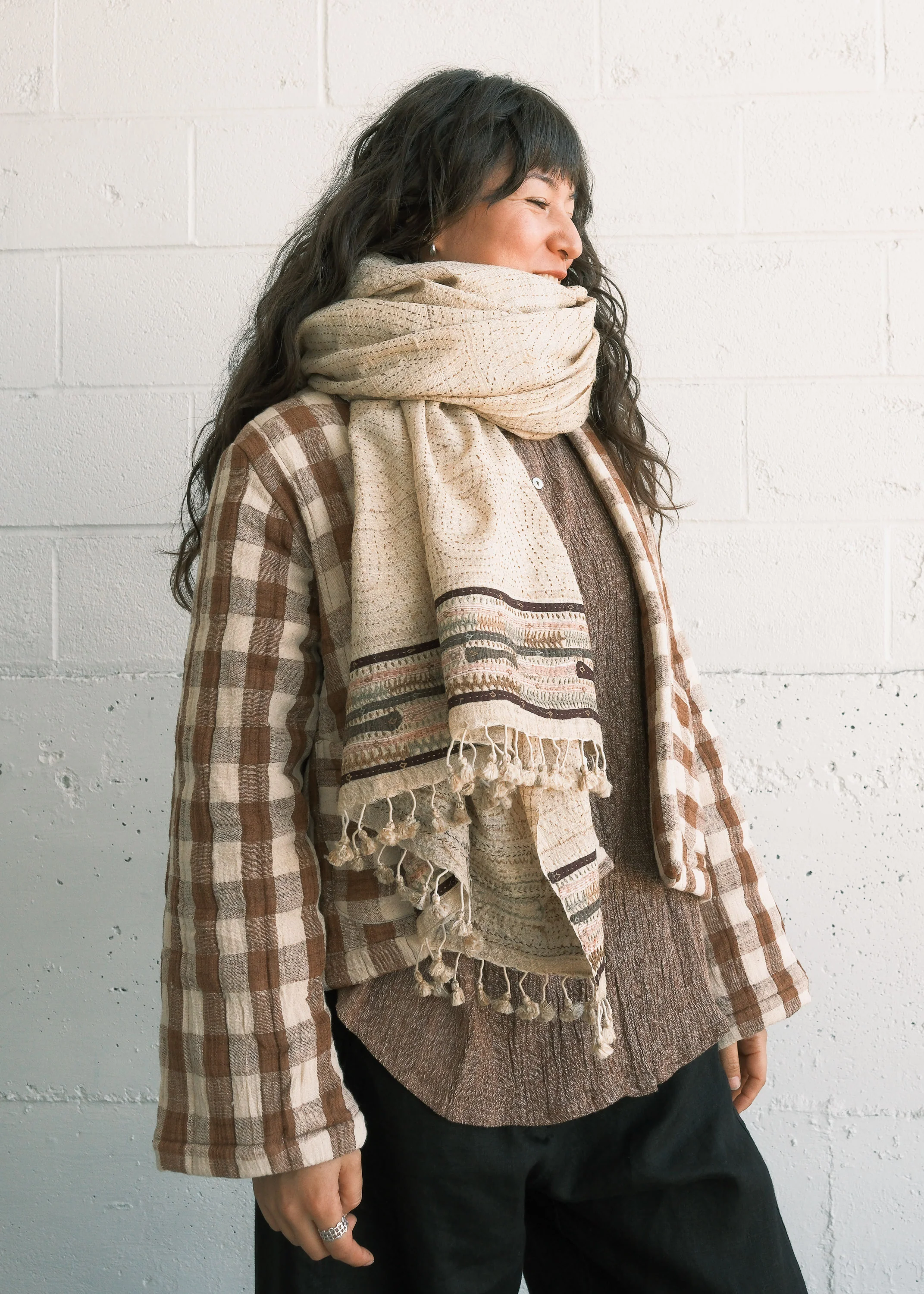 Rabari Shawl - Wild Silk & Cotton - Gentle Weaver - Image 3