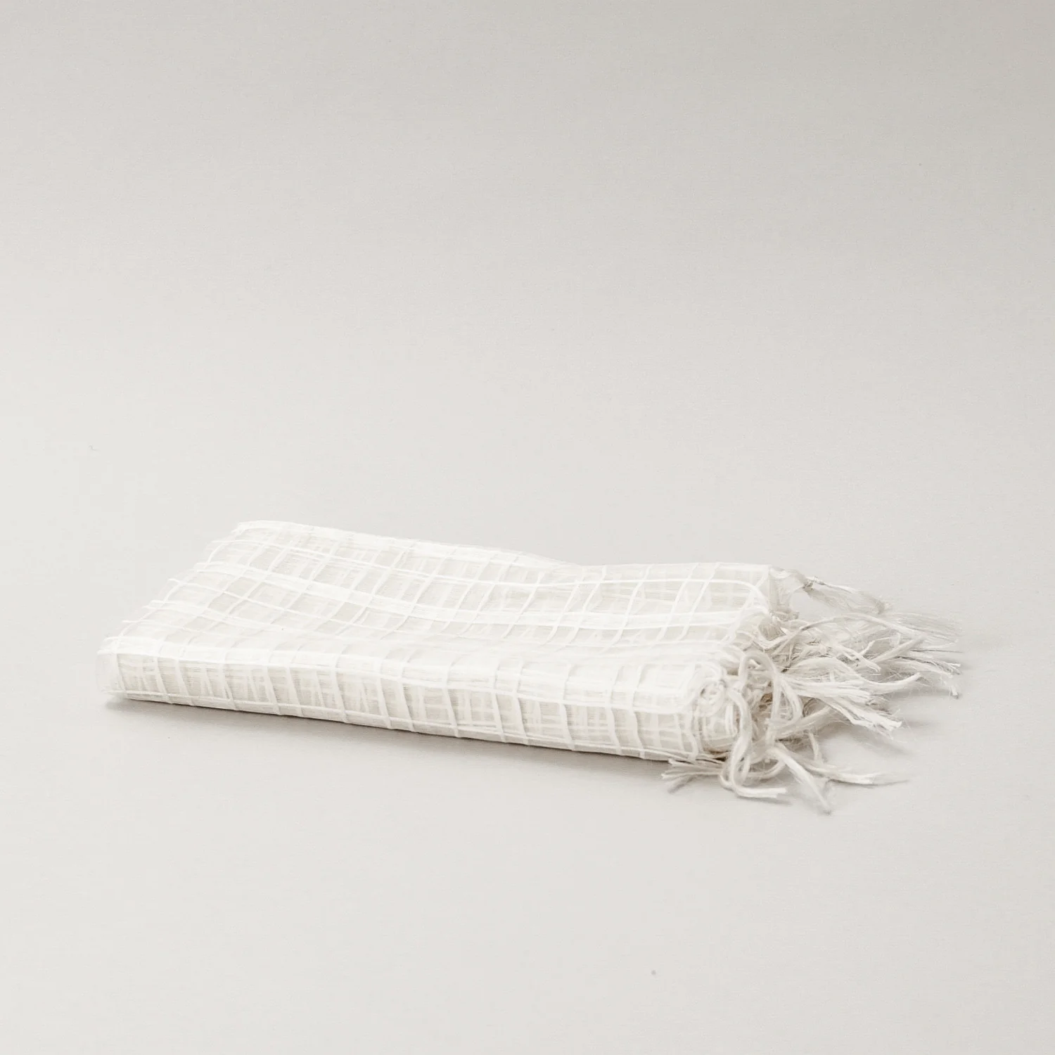 Scarf - Silk & Cotton Handwoven - Wide Check Design - Image 3