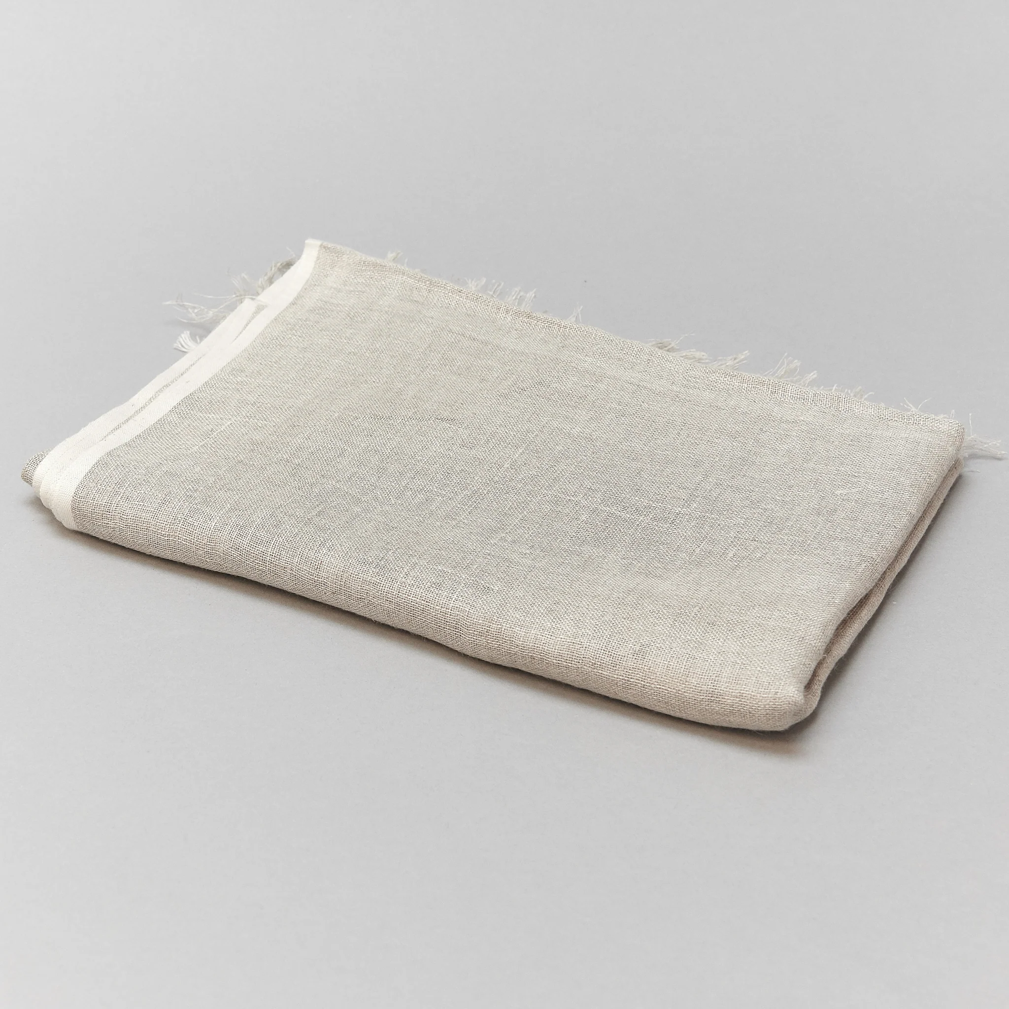 Shawl - Linen Handwoven with Fringe - Natural - Image 5