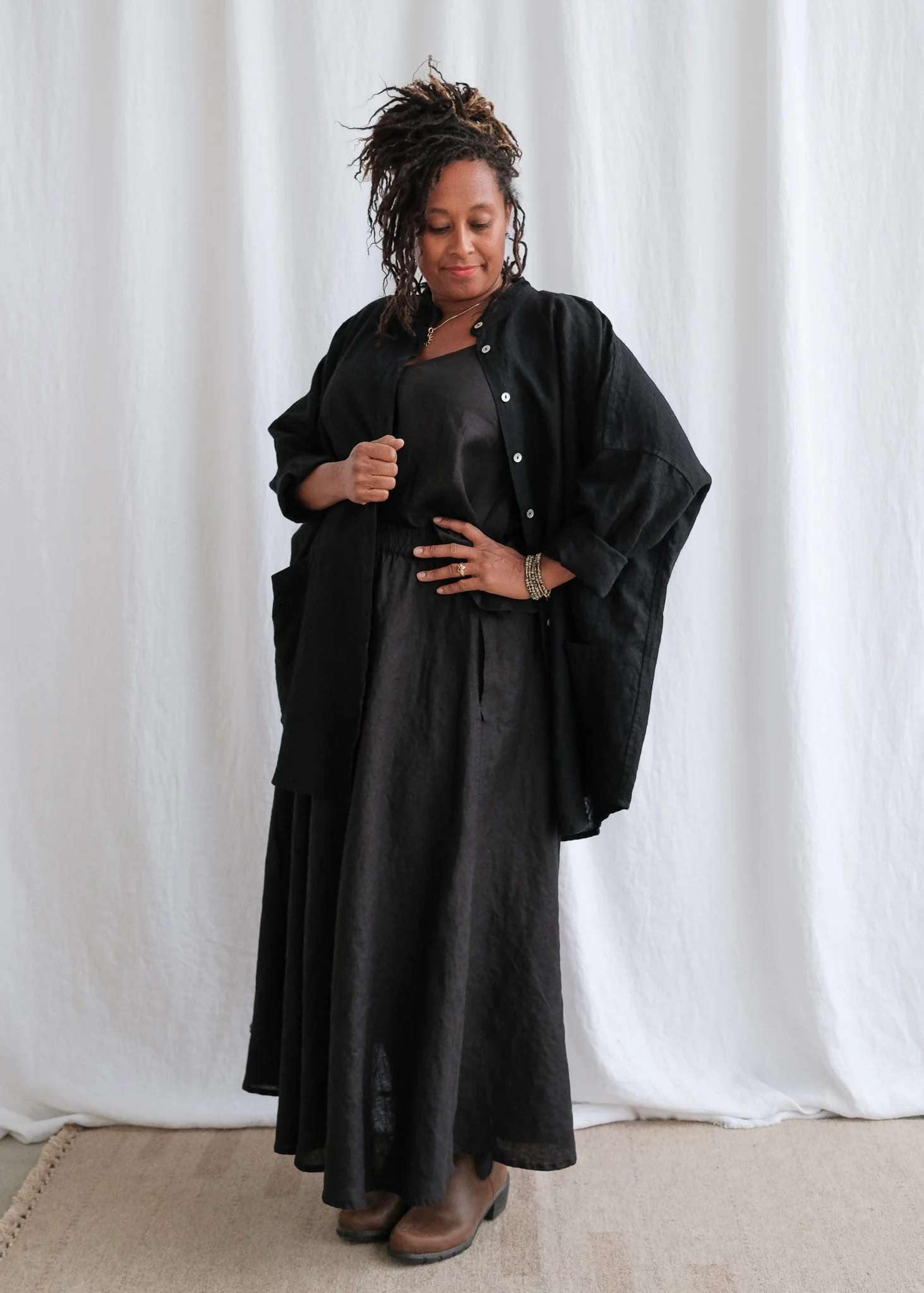 Shimoga Shirt - Handwoven Linen - Night - Image 15