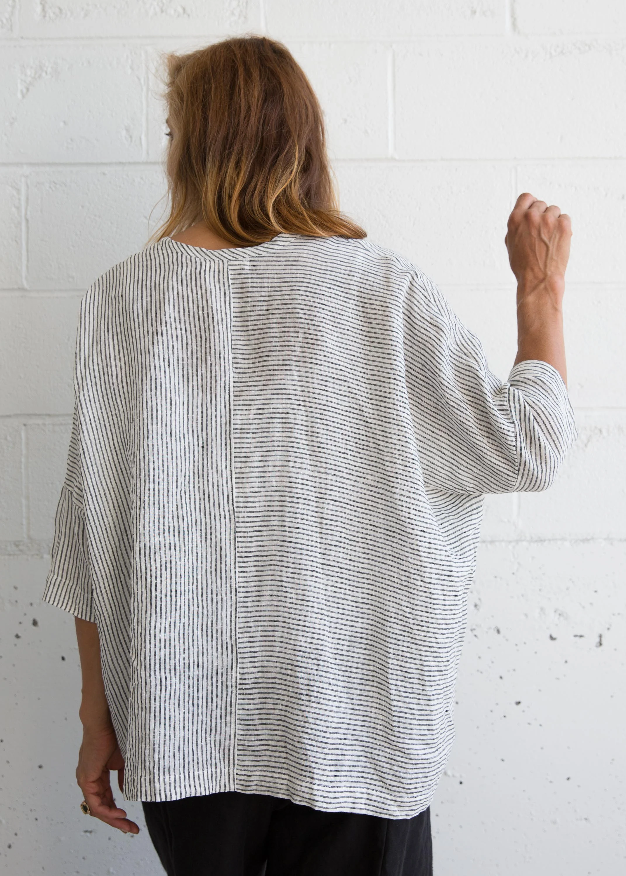 Suriya Shirt - Handwoven Linen - Stripe - Image 4